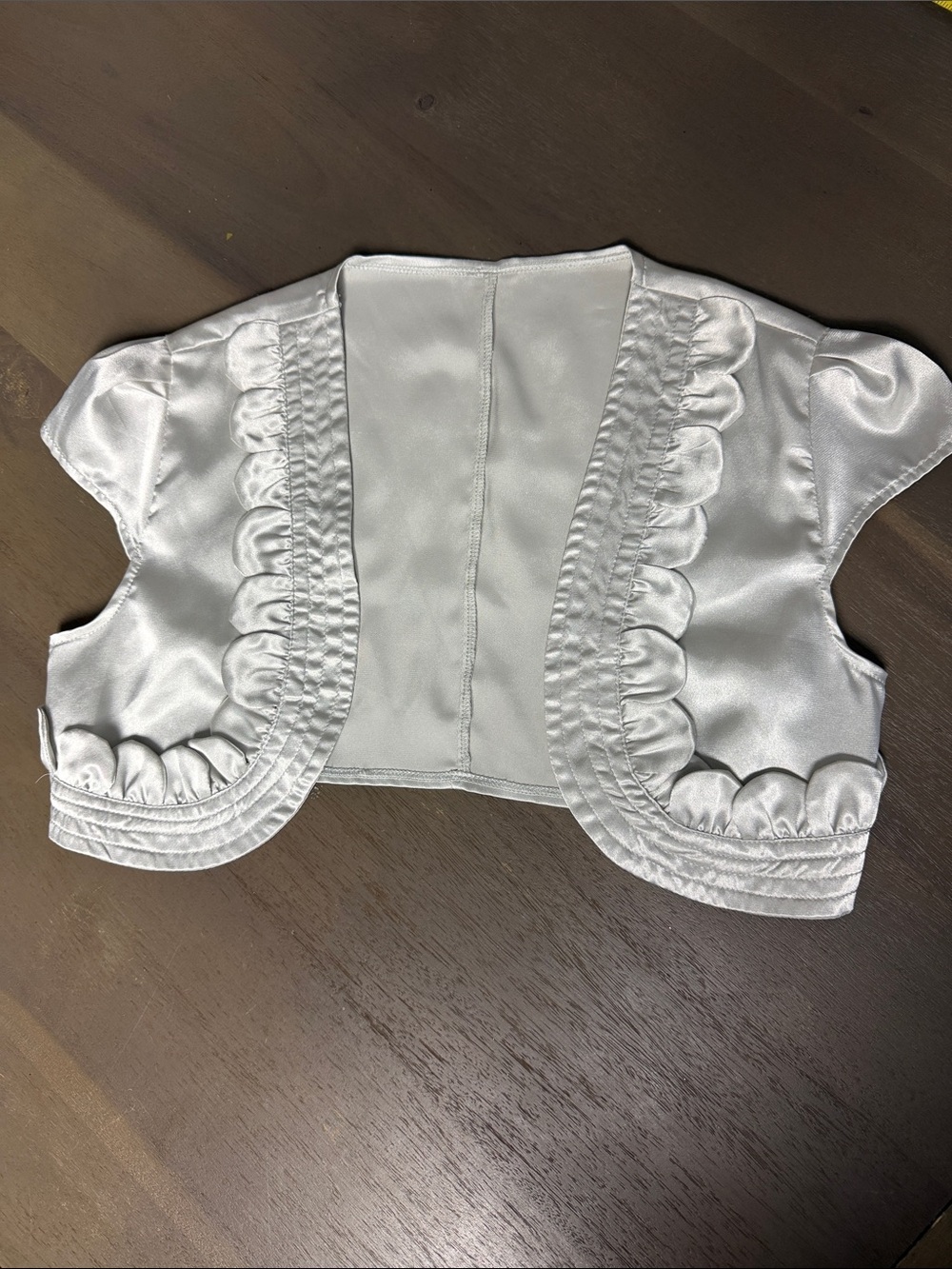 Marc Jacobs Vintage Silver Satin Short Sleeve Bolero Vest